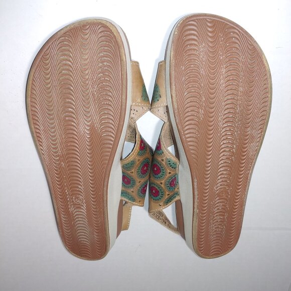 L'Artiste by Spring Step Erice Slingback Sandals Size 10.5/11 Tan Blue - Picture 7 of 9